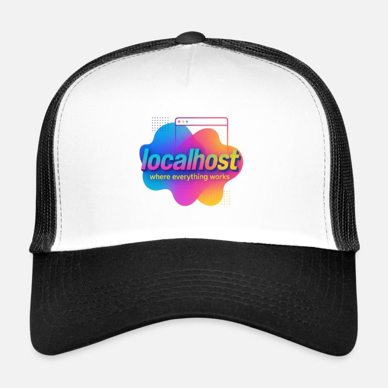 Localhost T-shirt graphique coloré pour les développeurs Casquette trucker 