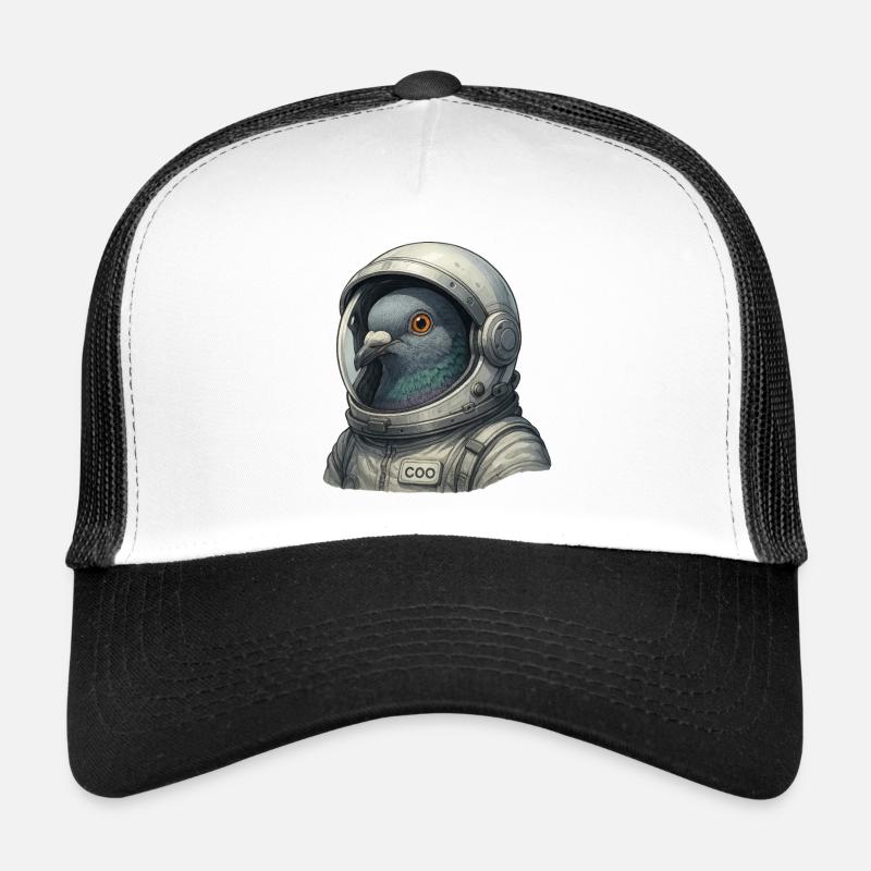 Pigeon astronaute gros plan dans le casque de combinaison spatiale Casquette trucker 