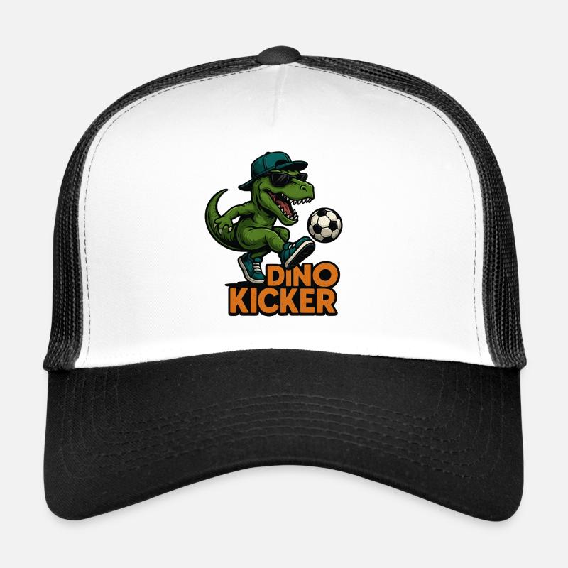 Fußball Dino - Trucker Cap - Weiß/Schwarz