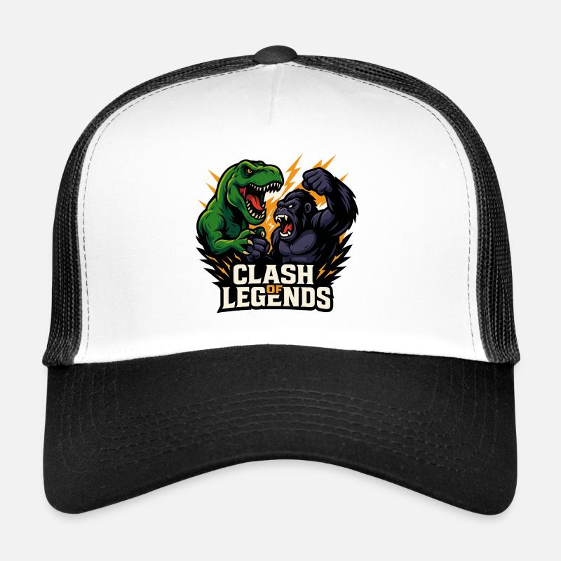 Dino gegen Gorilla - Trucker Cap - Weiß/Schwarz
