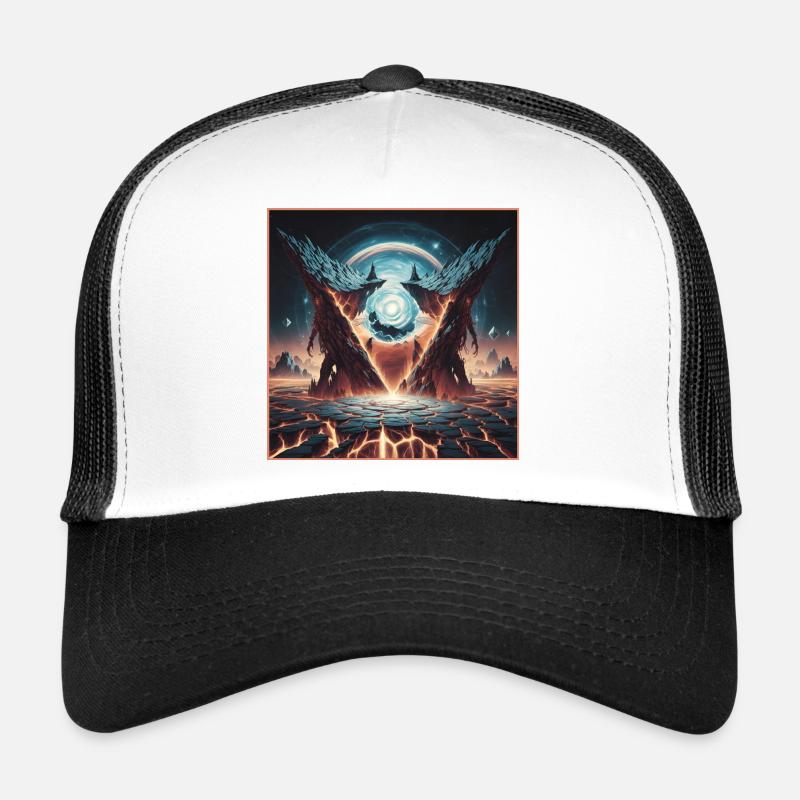 Epic Cosmic Rift with Dragon Mountains Trucker Cap