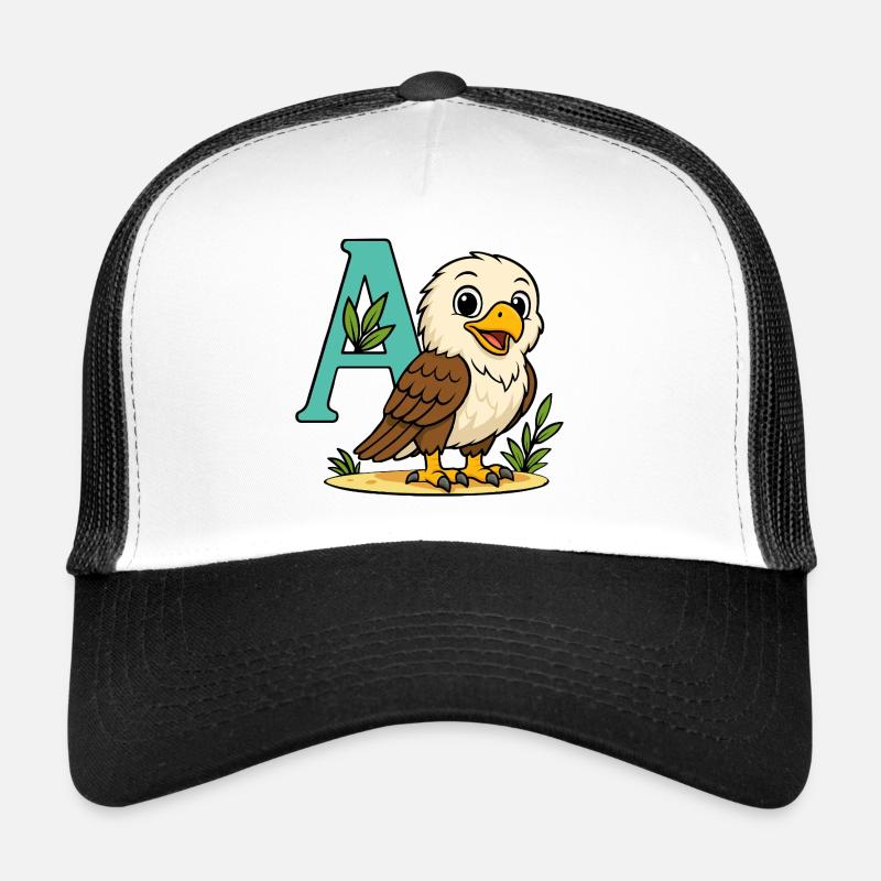 Cute Eagle with Initial A and Foliage Trucker Cap