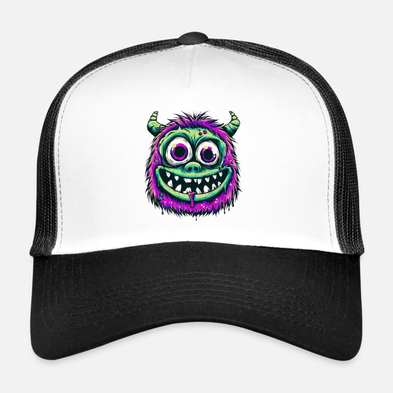 Colorful Psychedelic Monster - Trucker Cap - white/black