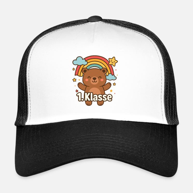 Cute Bear Child with Rainbow 1st Grade - Trucker Cap - white/black