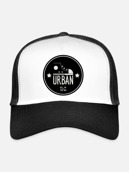 Urban Style Badge Featuring Red Sneaker and Bold  - Casquette trucker  - blanc/noir - Devant