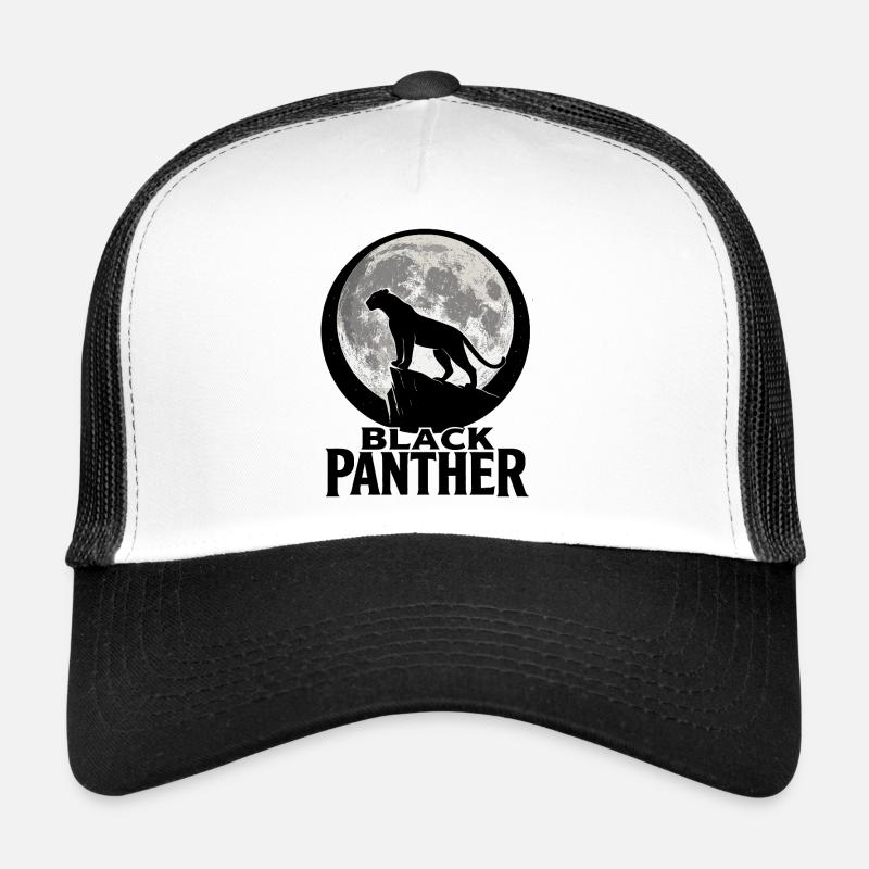 Panther Silhouette Under Full Moon Trucker Cap