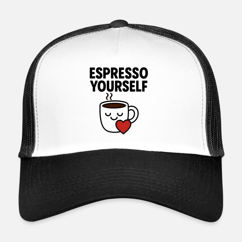 Entzückende Kaffeetasse mit Herz - Trucker Cap - Weiß/Schwarz