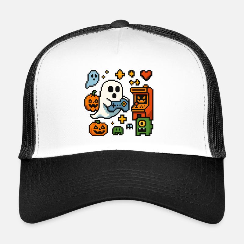 Pixel Ghost Gaming Retro Design Trucker Cap