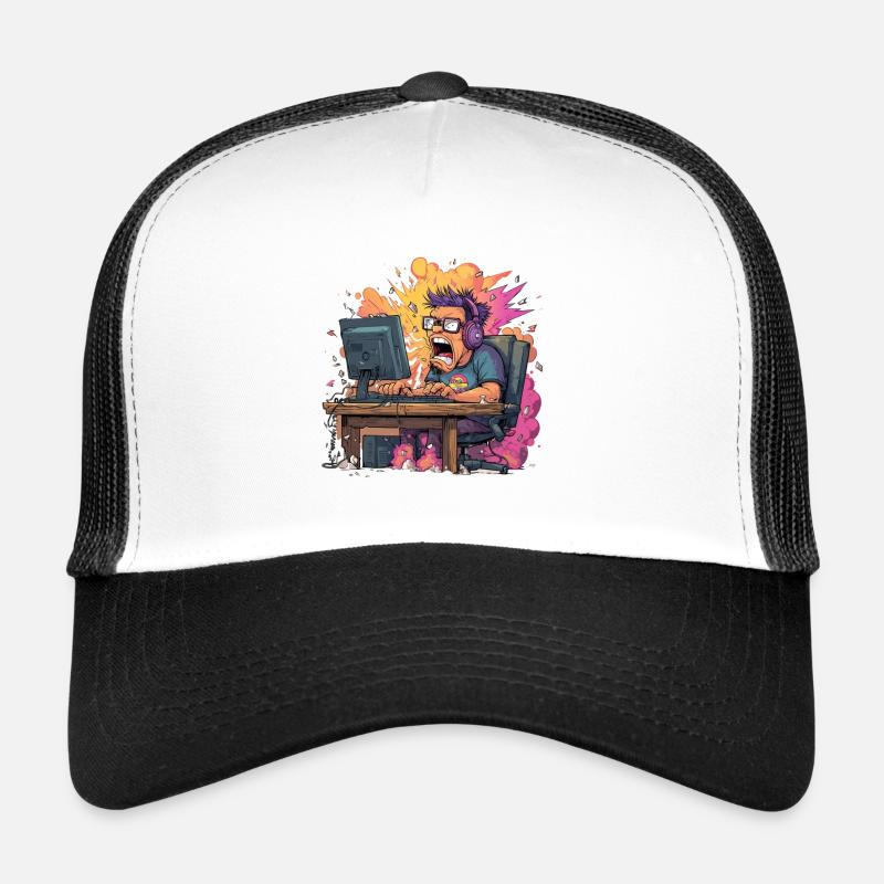 Gaming Rage Explosion – Gamer in Rage Mode Trucker Cap