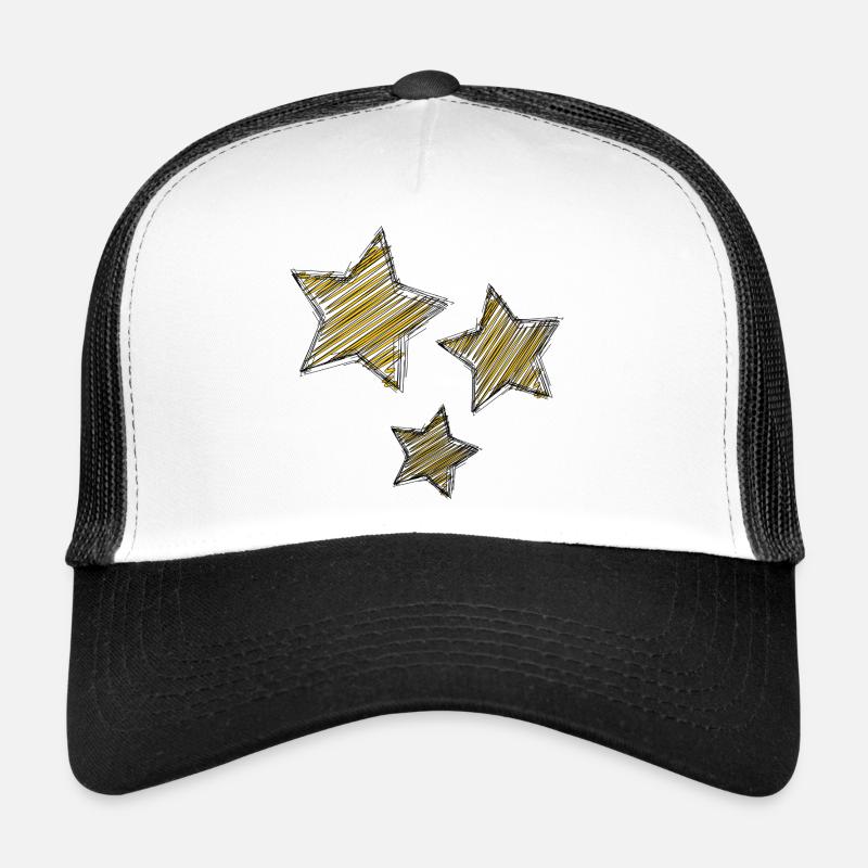 Stars éclatantes en rayures dorées Casquette trucker 