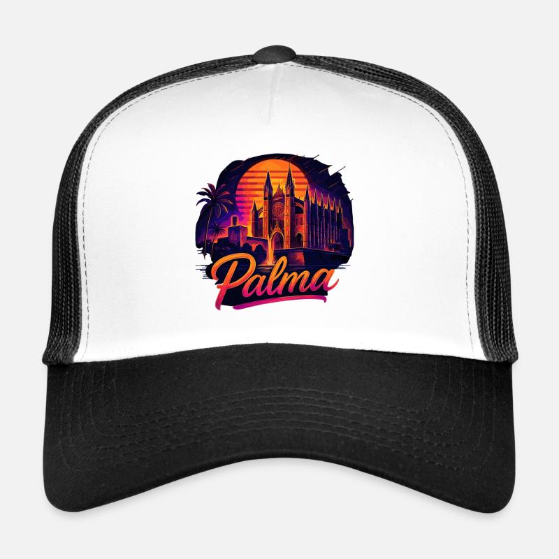 Vue nocturne de la cathédrale de Palma de Majorque Casquette trucker 