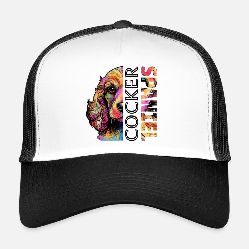 Colorful Cocker Spaniel - Trucker Cap - white/black