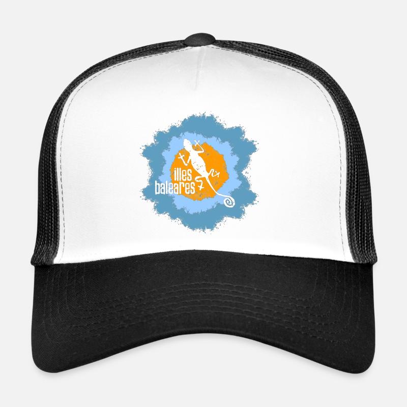 Lizard mit Inselmotiv und Textdesign Trucker Cap