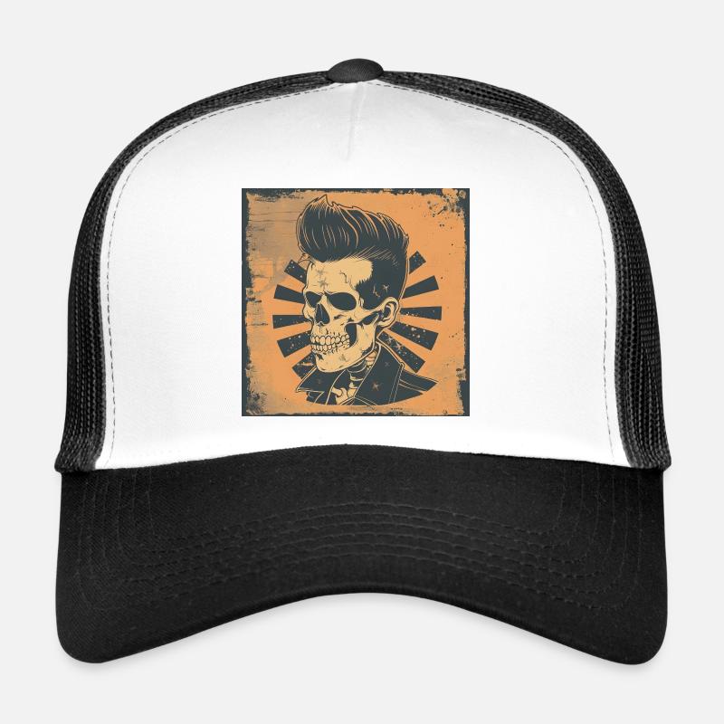 Hip Skull with Rockabilly Style Trucker Cap