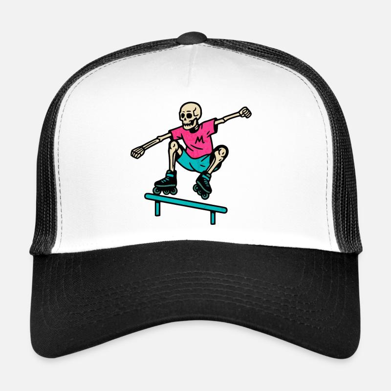 Neon Skelett grindet auf Inline-Skates Trucker Cap