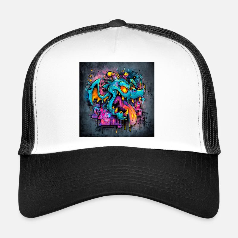 Dragon Fantasy Graffiti Helle Farben Trucker Cap