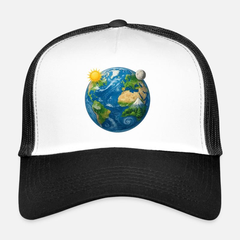 Erde - Earth - Planet Erde Universum - Trucker Cap - Weiß/Schwarz