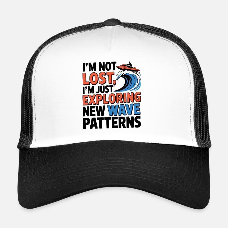Funny Jetski Lost Exploring Waves  Trucker Cap