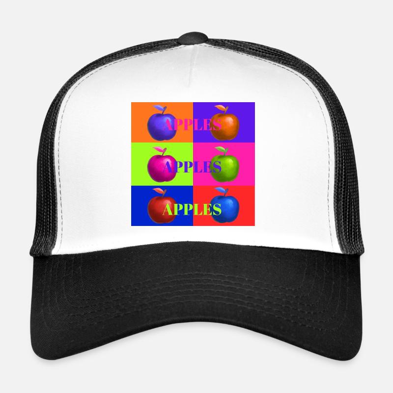 Pop Art Apfel Collage Design - Trucker Cap - Weiß/Schwarz