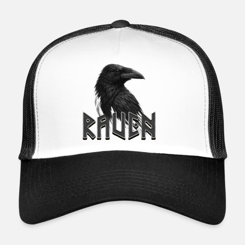 Dark Raven with Runic Lettering Trucker Cap