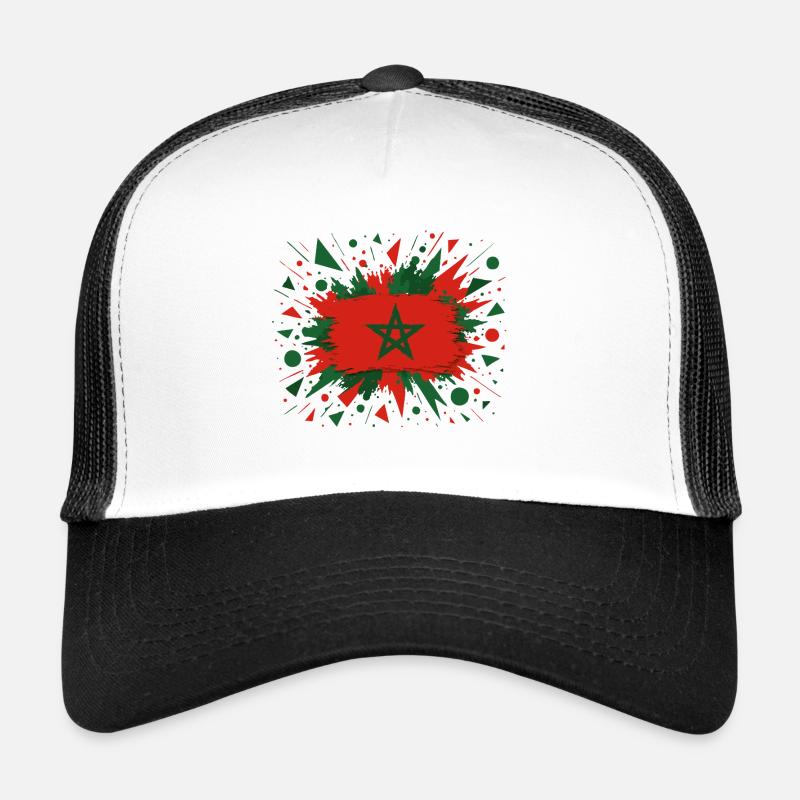 Drapeau marocain en style pinceau Casquette trucker 