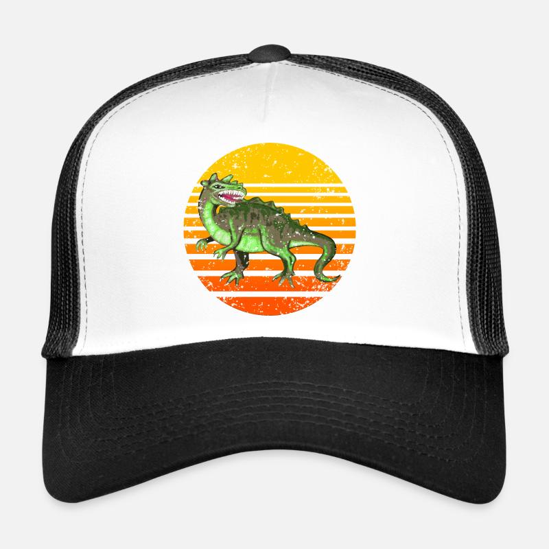 Retro Dinosaur Design mit Sonnenuntergang Trucker Cap