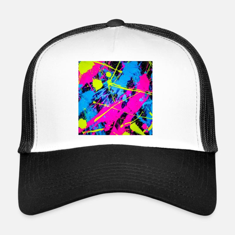 Abstrakter Neonfarbfleck - Trucker Cap - Weiß/Schwarz