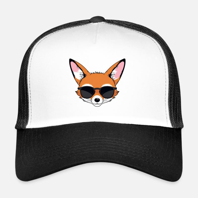 Visage de renard cool avec des lunettes de soleil Casquette trucker 