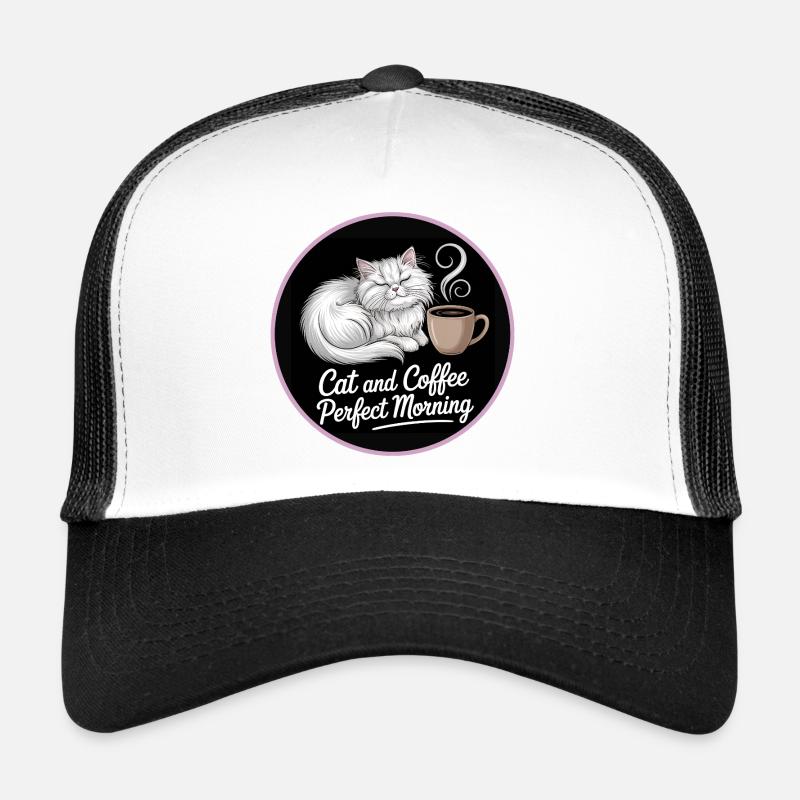 Motif café matinal pour chat Casquette trucker 