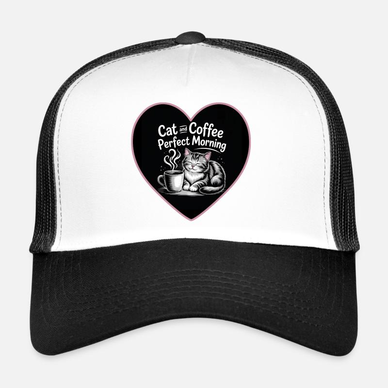 L'amour des chats et le café le matin Casquette trucker 