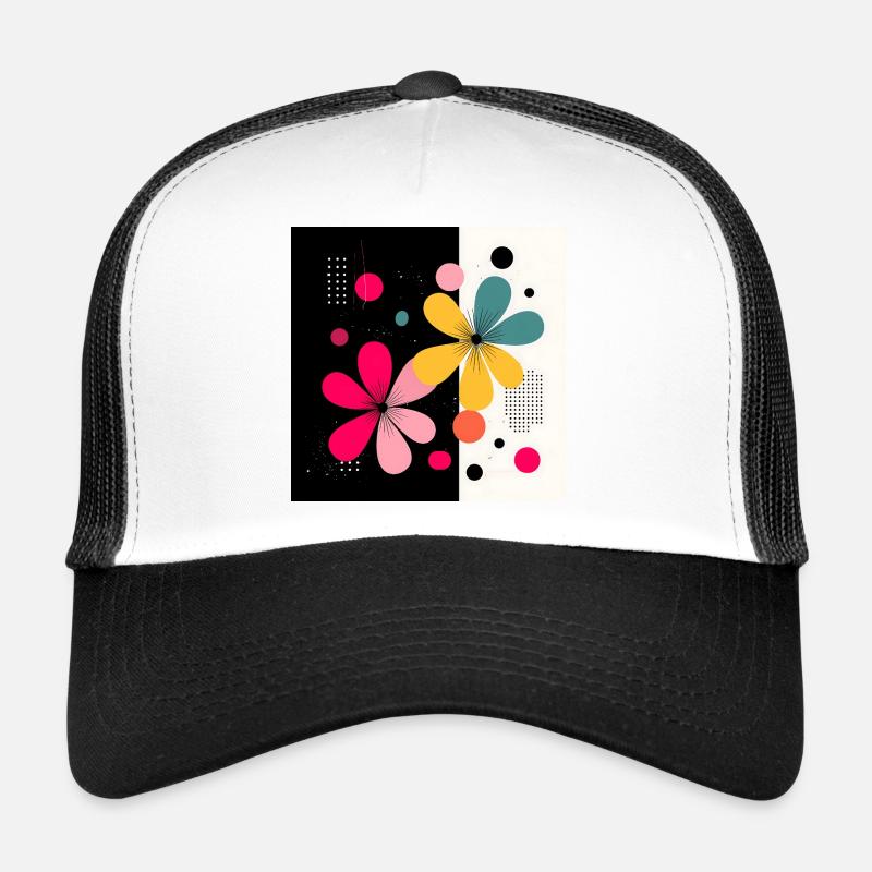 Abstract flowers in modern contrast Trucker Cap