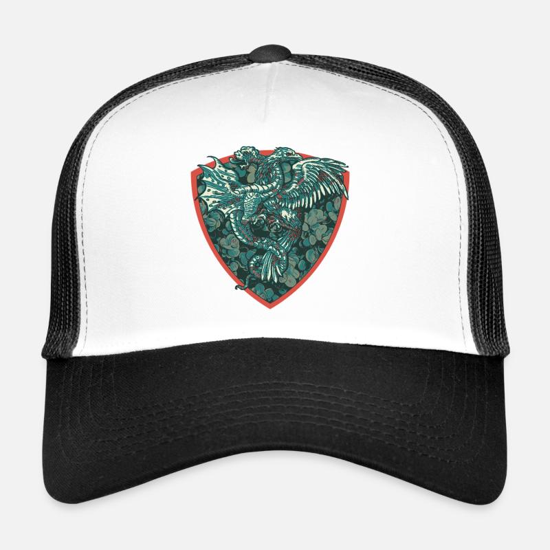 Medieval Dragon in Blue on Shield Trucker Cap