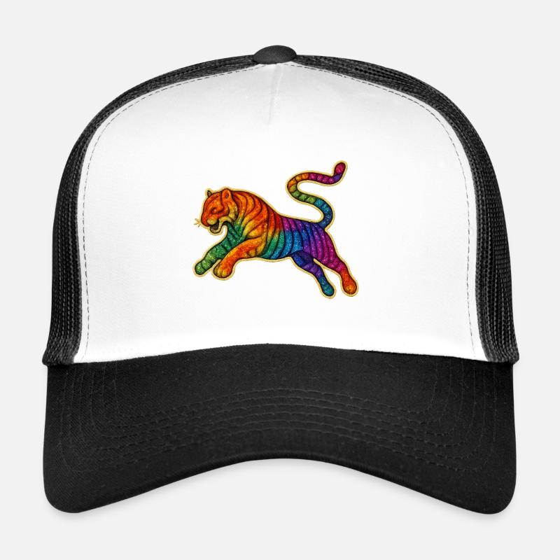 Rainbow Tiger Patch Design Trucker Cap