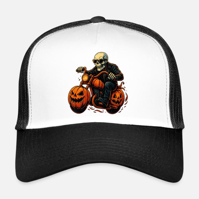 Gruseliger Biker - Trucker Cap - Weiß/Schwarz