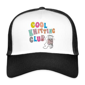 Cool Knitting Club - Trucker Cap - Weiß/Schwarz - Vorne