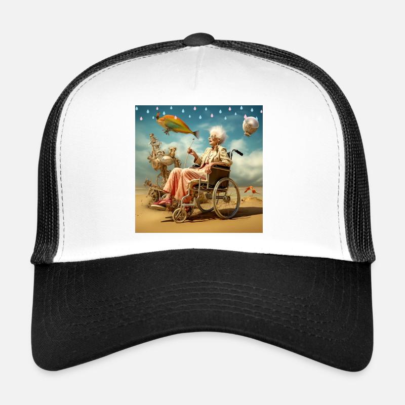 Surreal Senior Space Beach Fish Adventure Trucker Cap