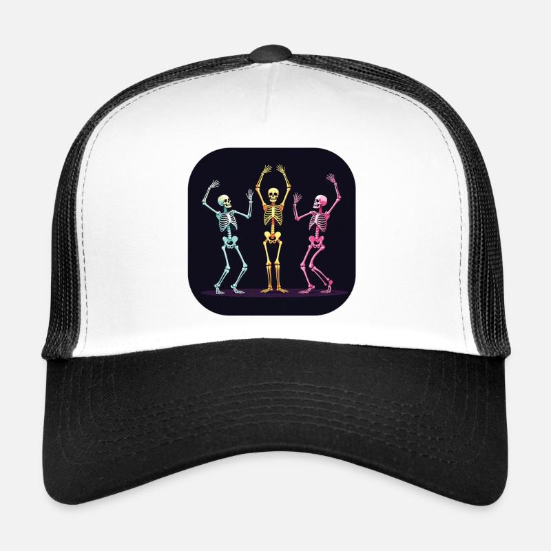 Halloween Skeleton Dancer Dancing Trucker Cap