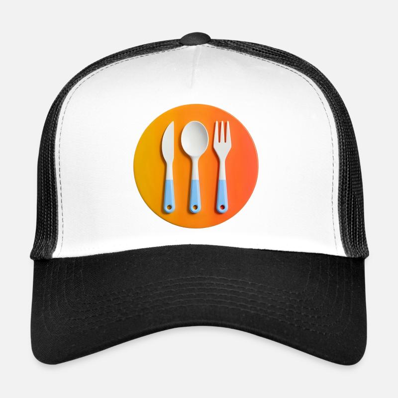 Buntes Besteck auf Farbiger Platte Trucker Cap