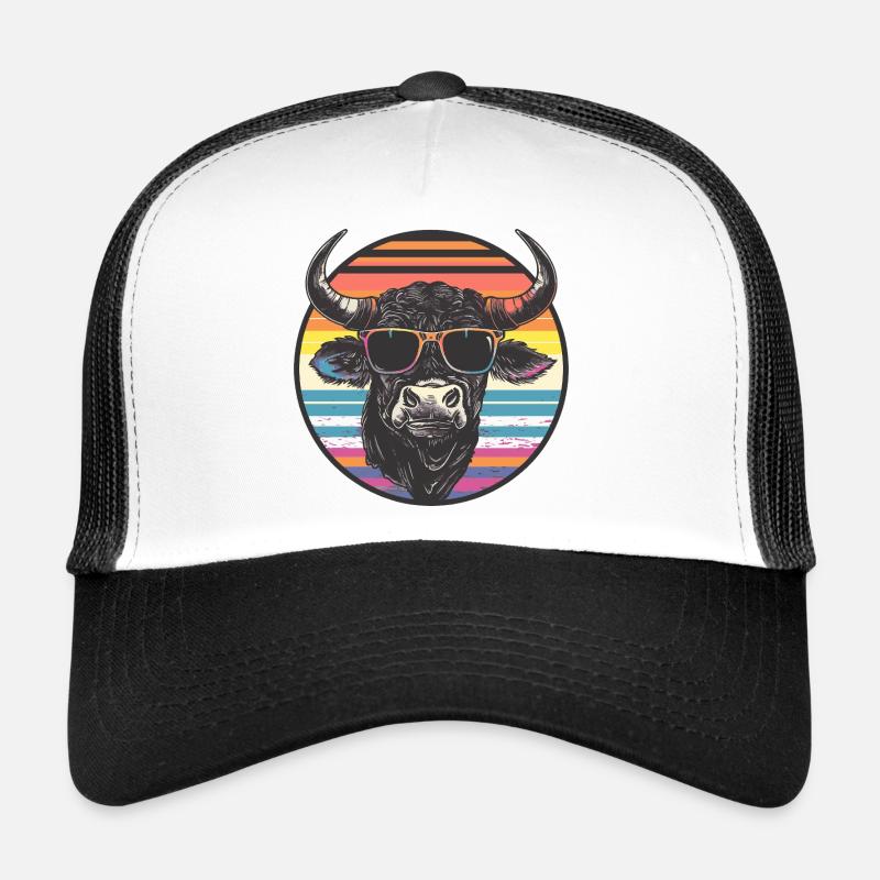Bison décontracté avec lunettes de soleil Casquette trucker 