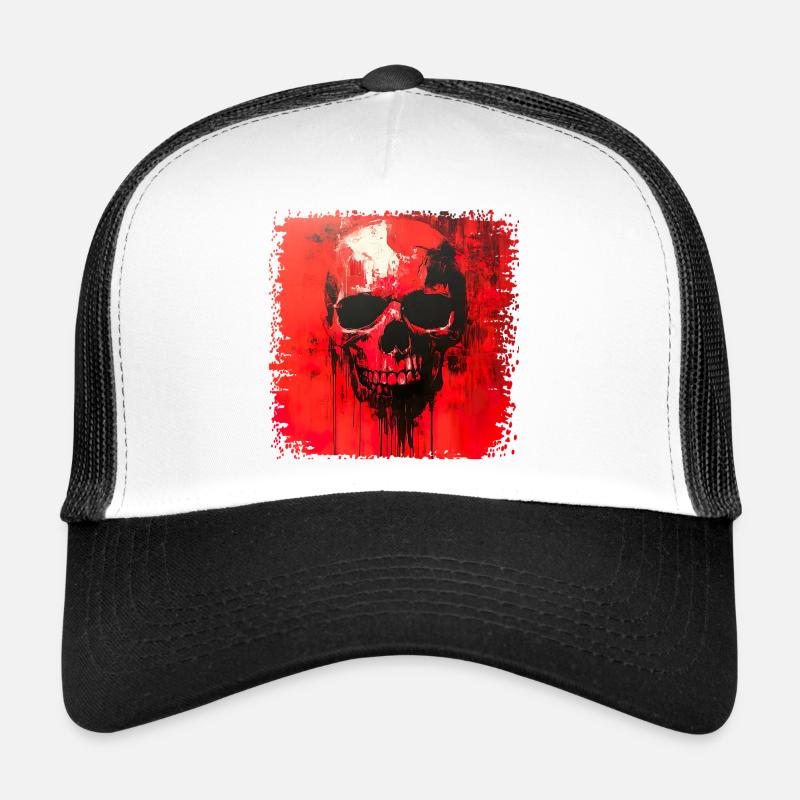 Dunkler Skull Kunstdruck Trucker Cap