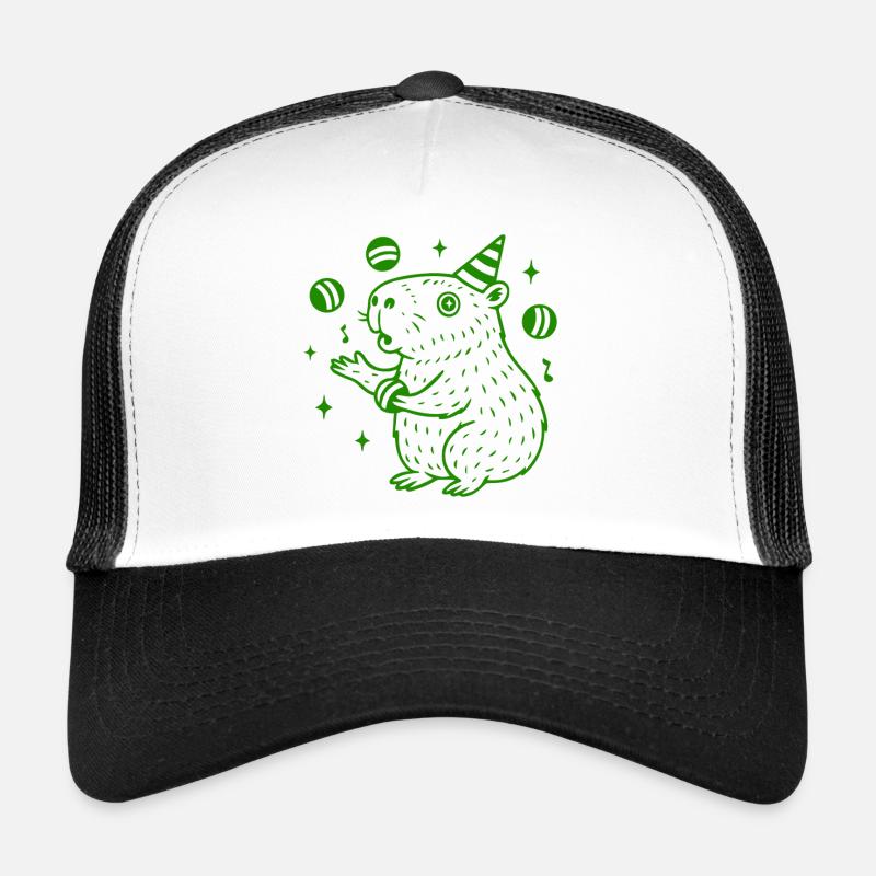 Party Capybara – Juggling Fun - Trucker Cap - Weiß/Schwarz