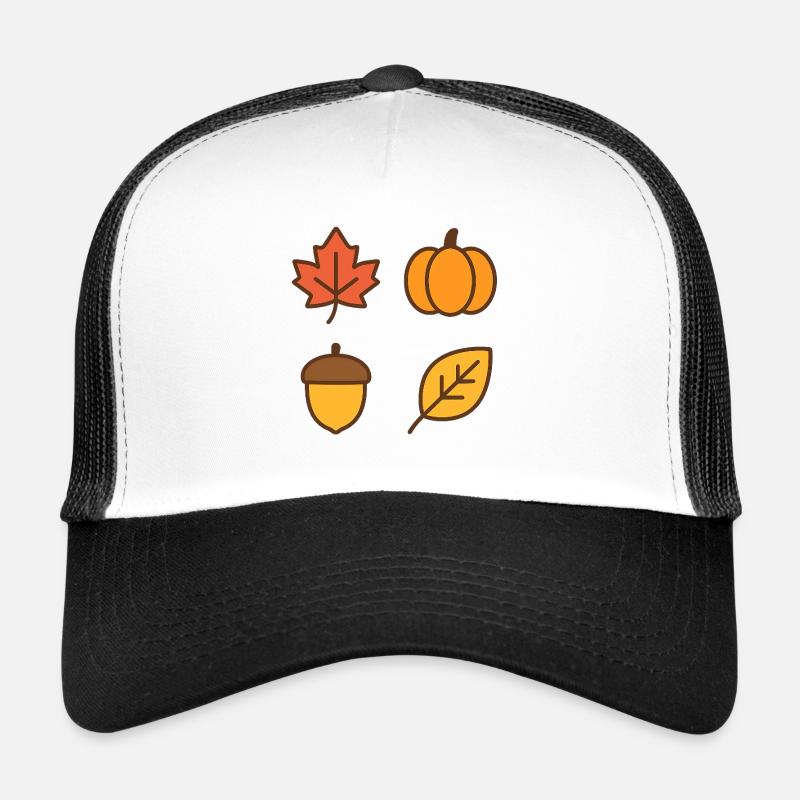 Autumn Leaves and Pumpkin Theme Trucker Cap