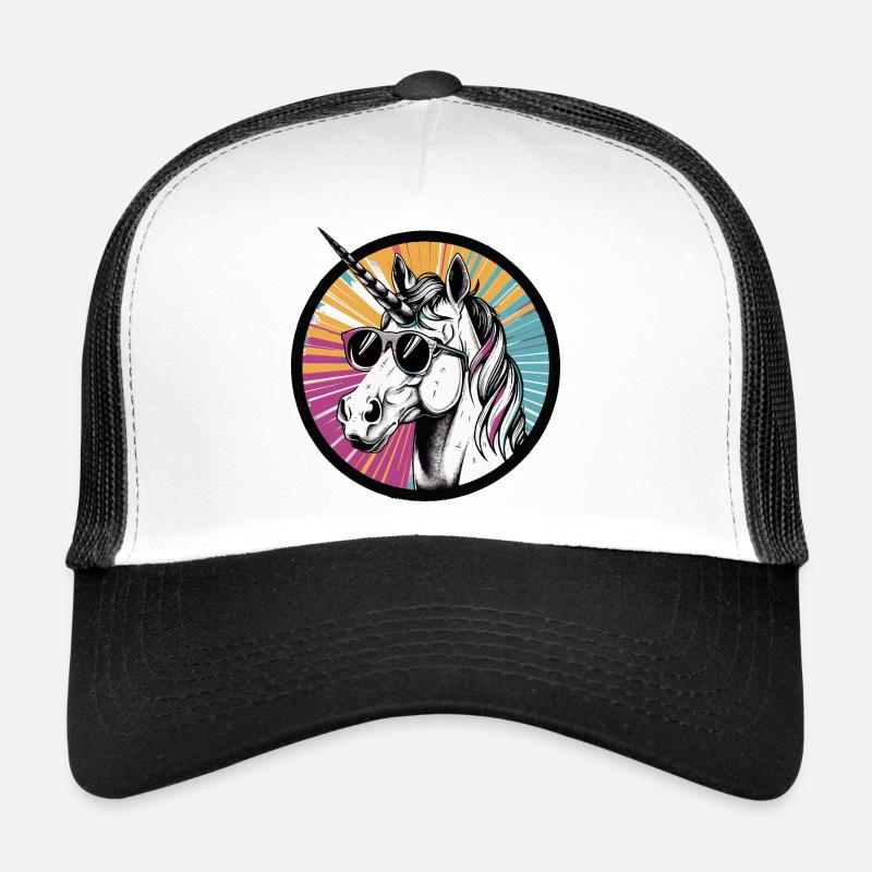 Licorne avec des lunettes de soleil Casquette trucker 
