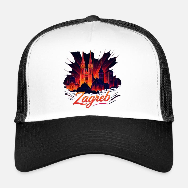 Silhouette de la capitale de Zagreb, Croatie, cadeau Casquette trucker 