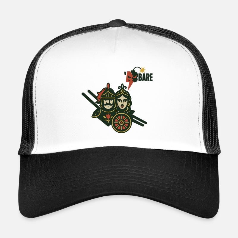 Mittelalterliches Krieger-Duo mit künstlerischer Ästhetik - Trucker Cap - Weiß/Schwarz