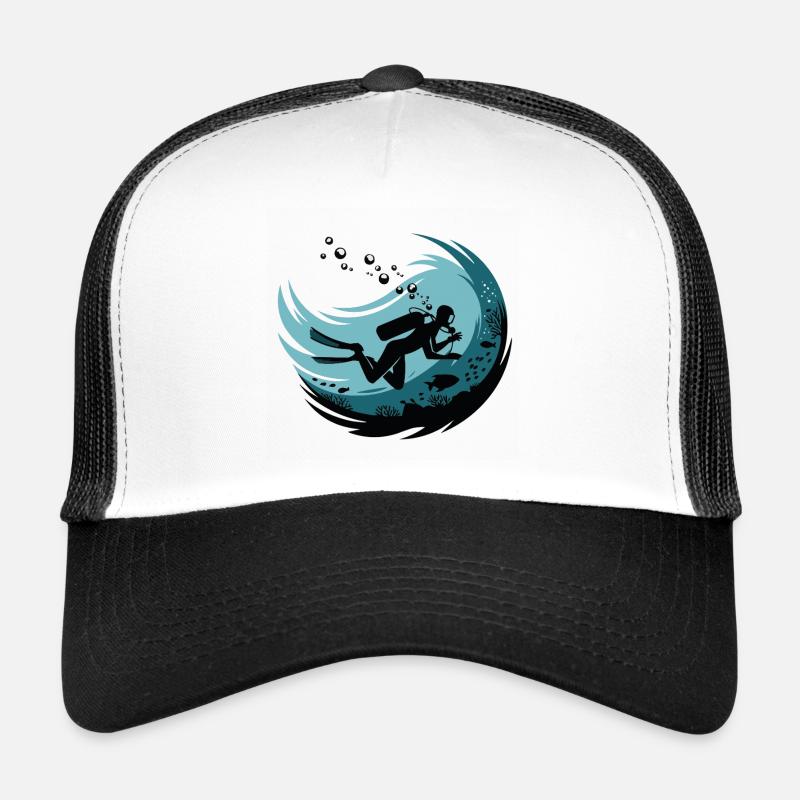 Tiefe Tauchgänge Unterwassermotivation - Trucker Cap - Weiß/Schwarz