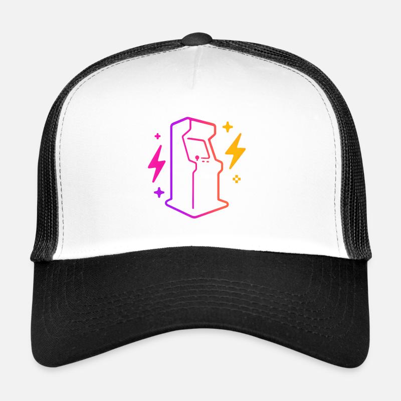 Rétro Neon Arcade Game Outline - Casquette trucker  - blanc/noir