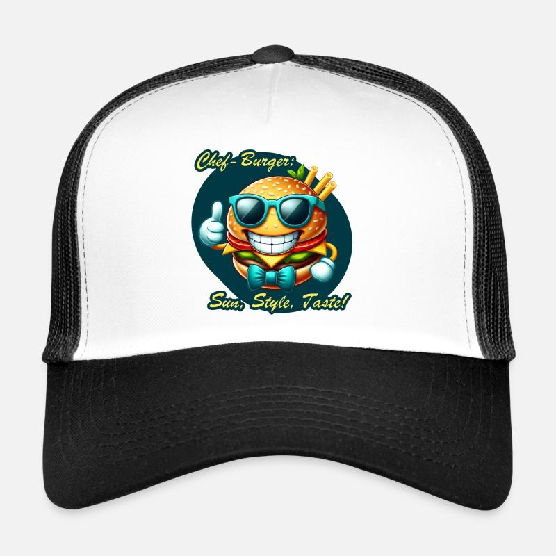 Sunny Chef Burger Cartoon Design Trucker Cap