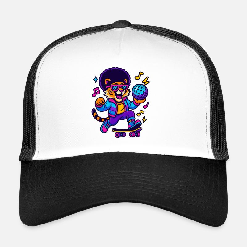 Lion DJ in retro design - Trucker Cap - white/black