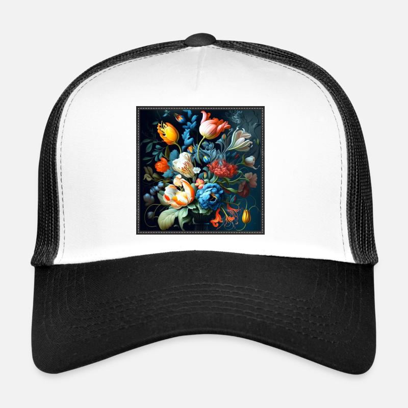 Bouquet de fleurs avec jeu de couleurs imaginatif Gobeli Casquette trucker 